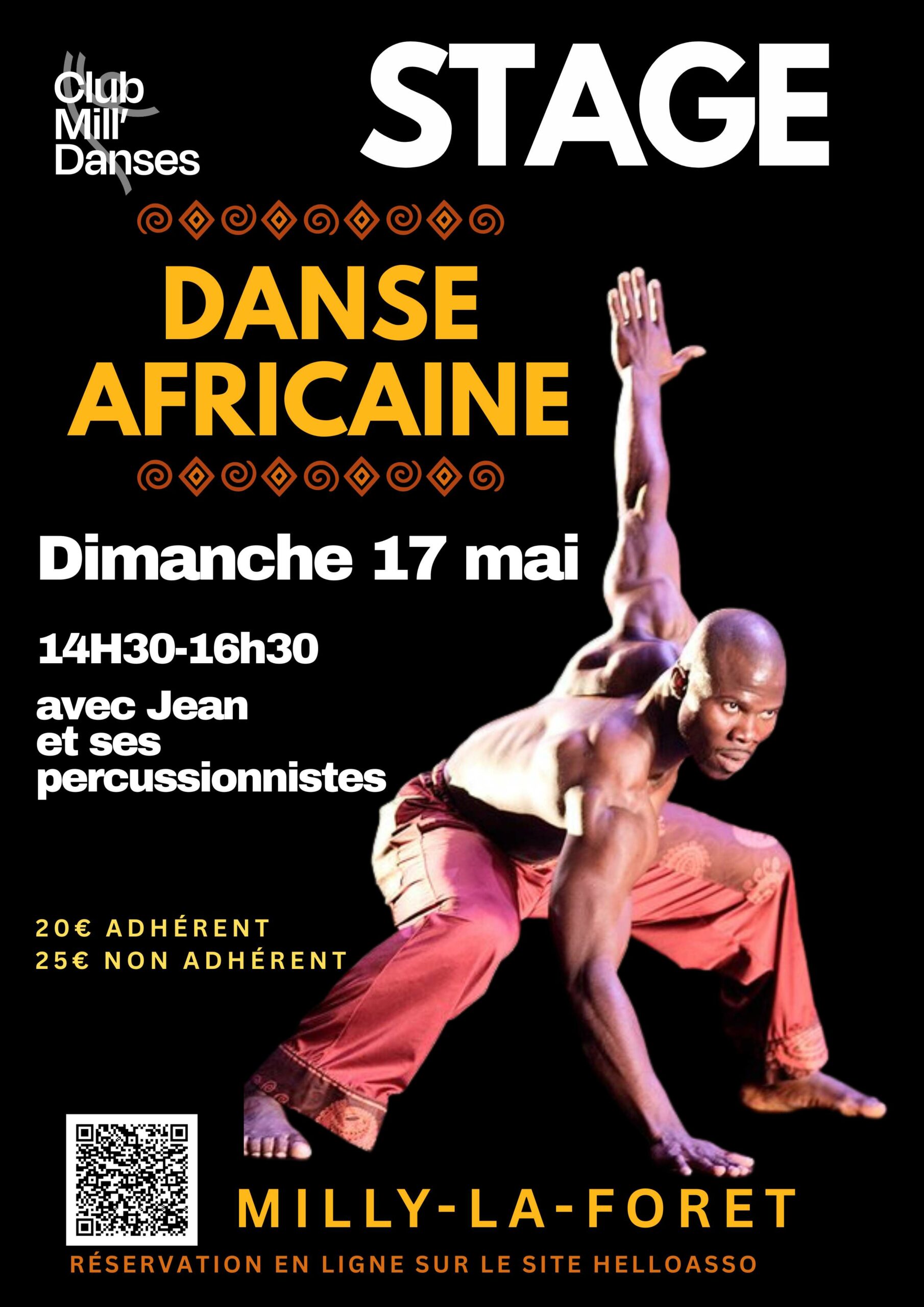 Lire la suite à propos de l’article 17/05/26 -Club Mill&rsquo;Danses – Stage de danse africaine