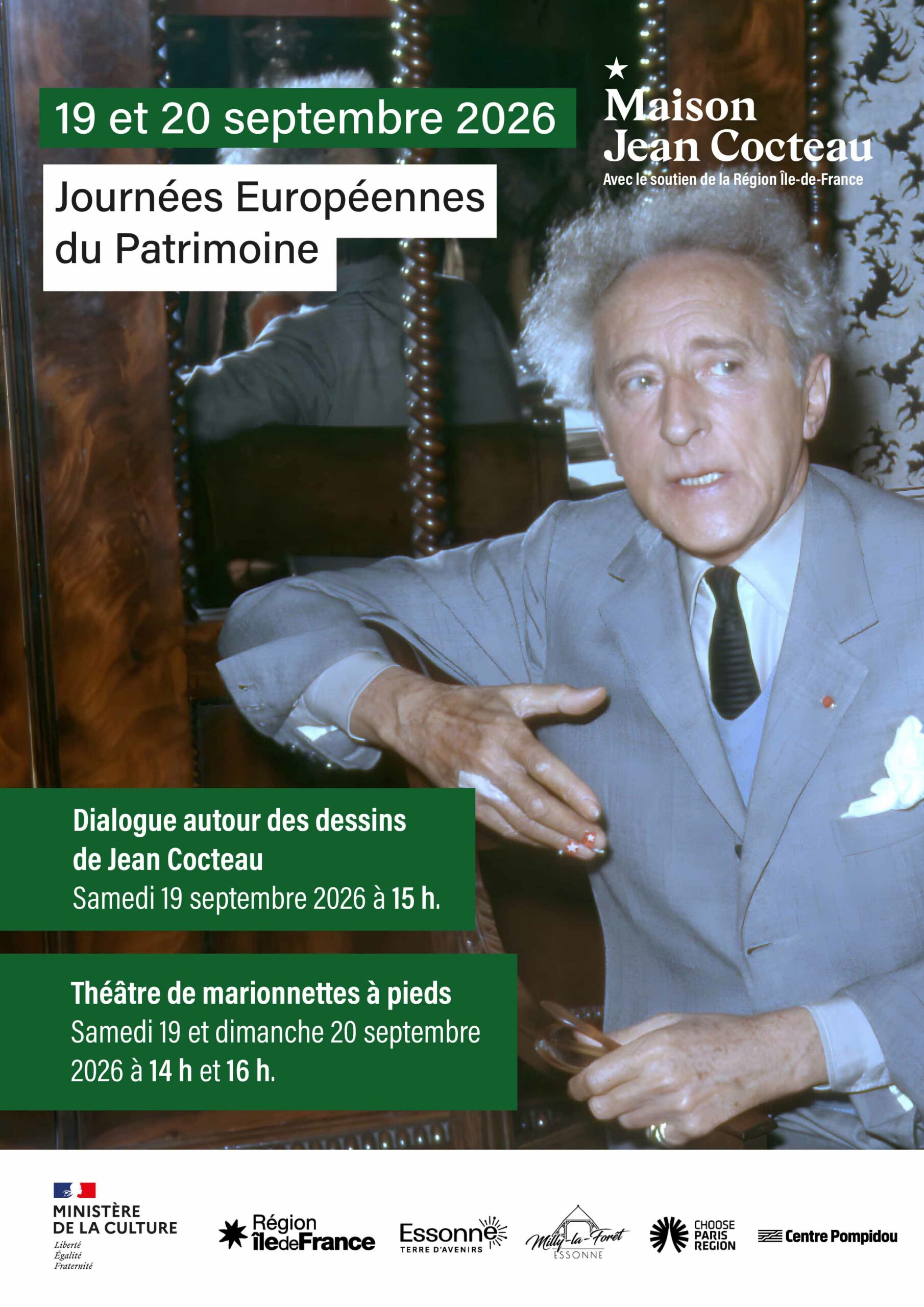 Lire la suite à propos de l’article 19 & 20 > 09/26 – Journées Européennes du Patrimoine – Maison Jean Cocteau