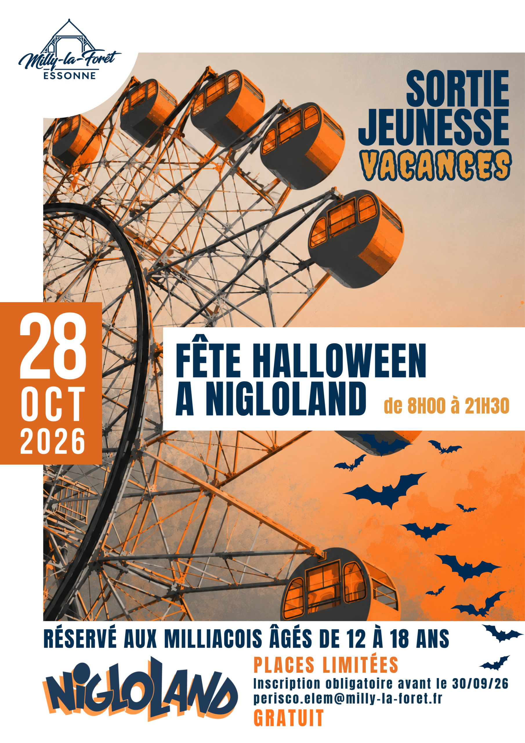 Lire la suite à propos de l’article 28/10/26 – Sortie Jeunesse – Vacances scolaires – Halloween à Nigloland !