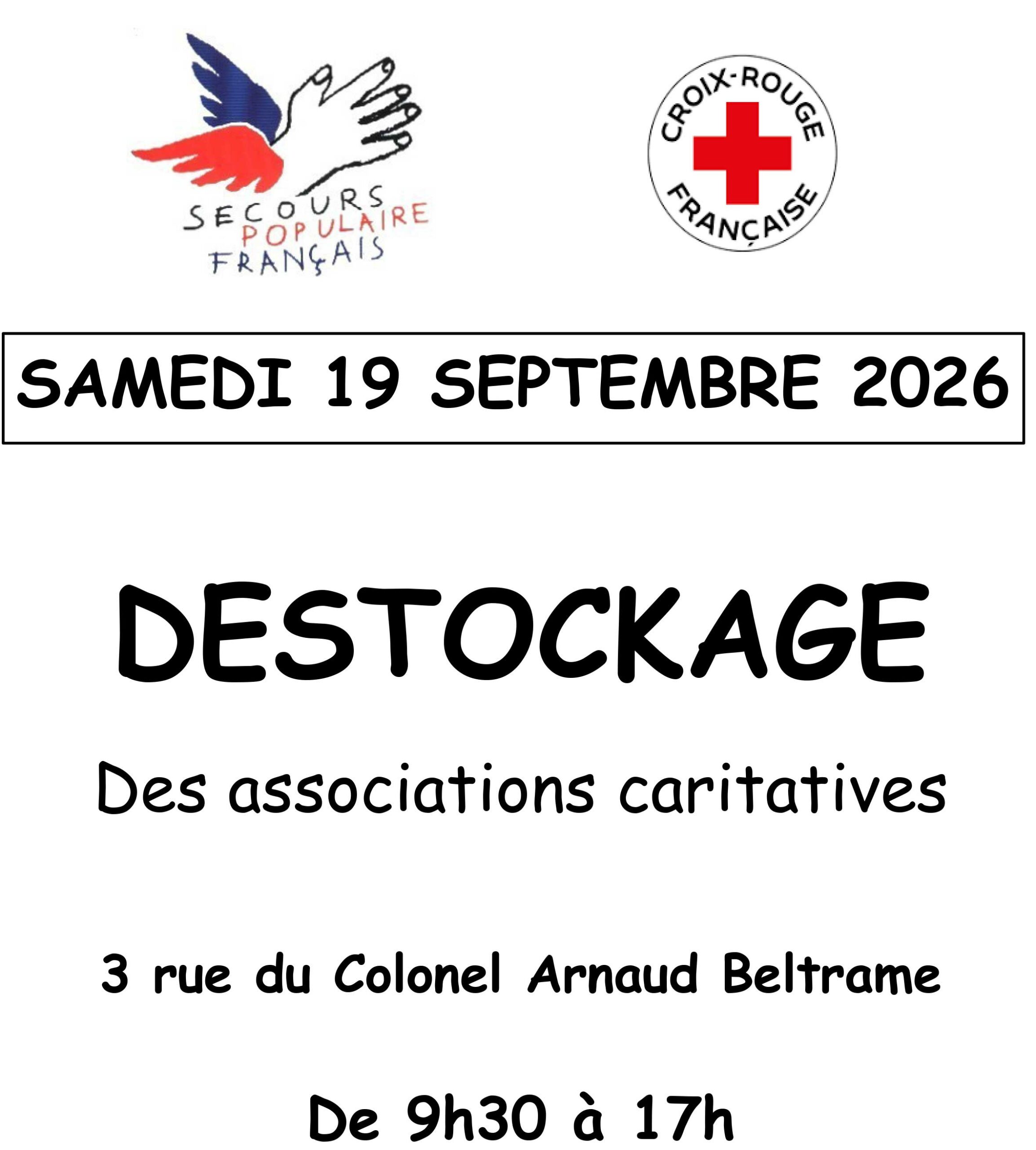 Lire la suite à propos de l’article 19/09/26 – Déstockage associations caritatives