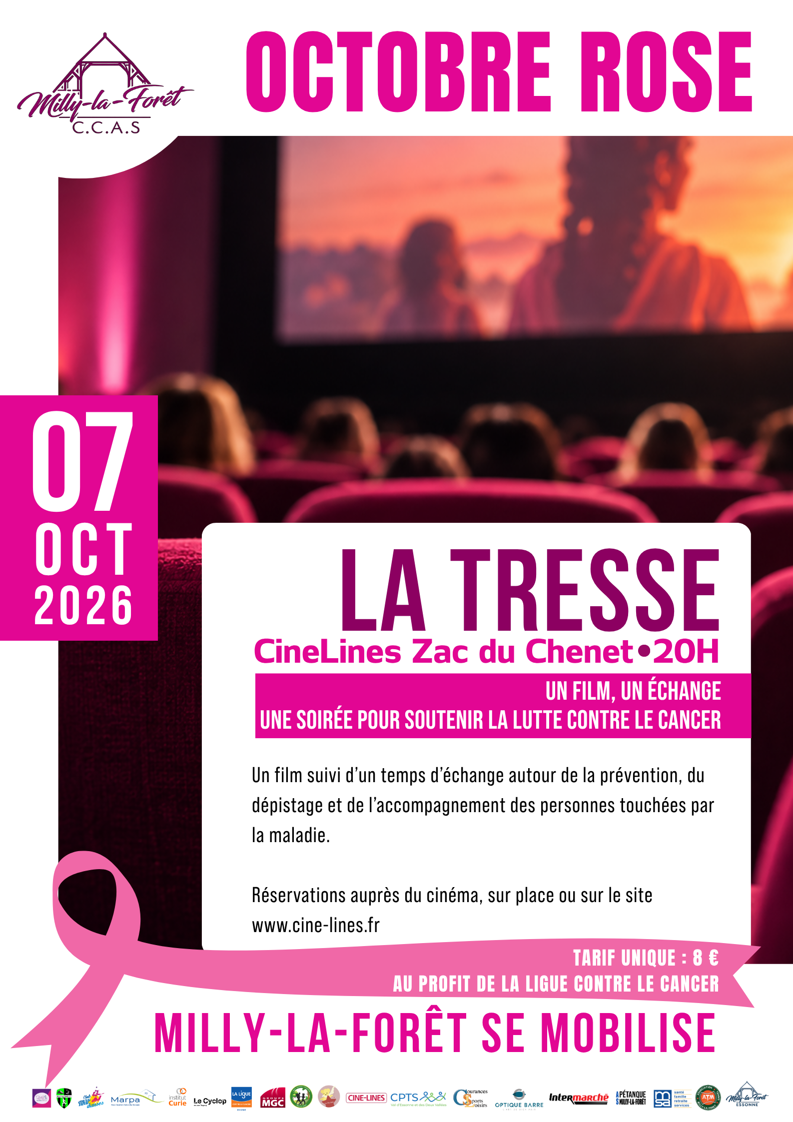 Lire la suite à propos de l’article 07/10/26 – OCTOBRE ROSE – PROJECTION FILM LA TRESSE